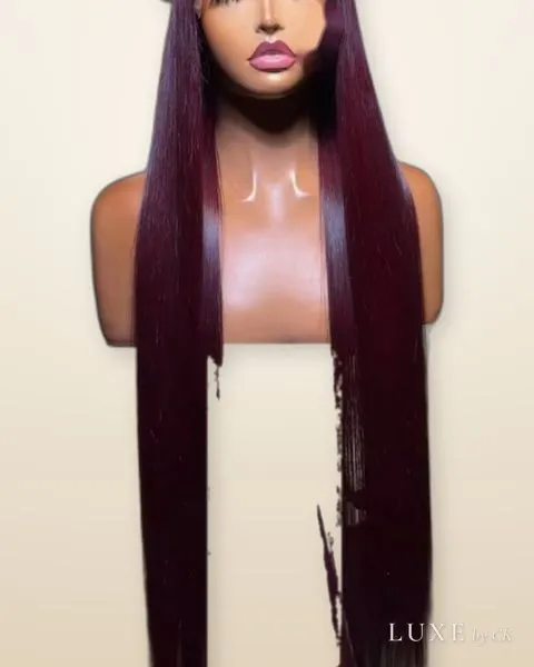 Burgundy Bone Straight Wig